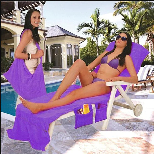 Beach Chair Cover and Towel Mat for Lounge Chairs