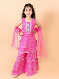 Girl's pink 100% cotton sharara set with traditional dupatta