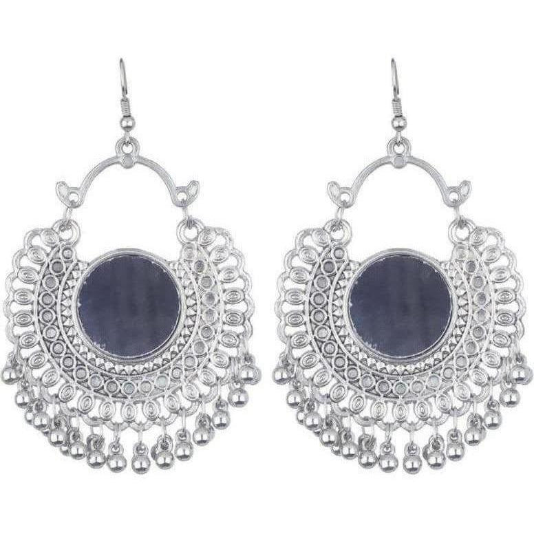 Traditional oxidized German silver drop and dangler earrings for women
