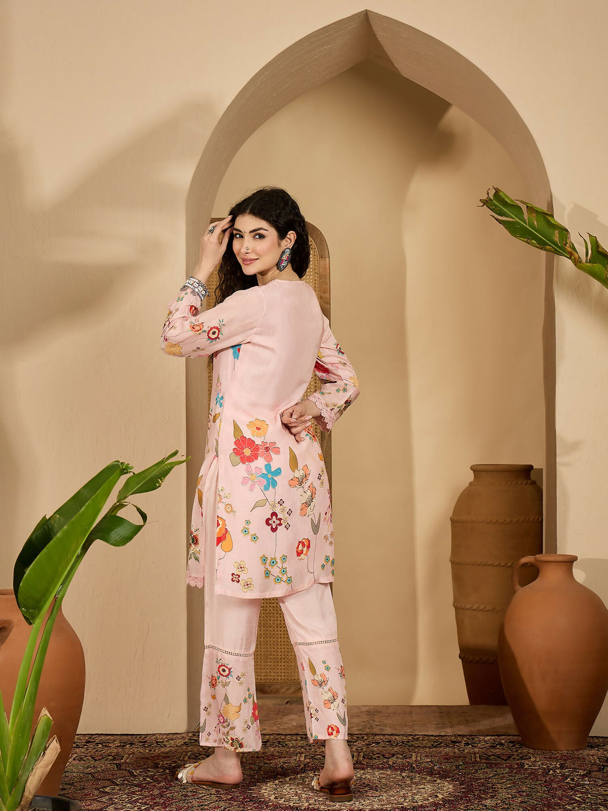 Printed Pink Pure Cotton Co-ord Set for Women