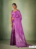 Elegant Violet Kanjivaram Silk Saree with intricate weaving work and matching tassel details