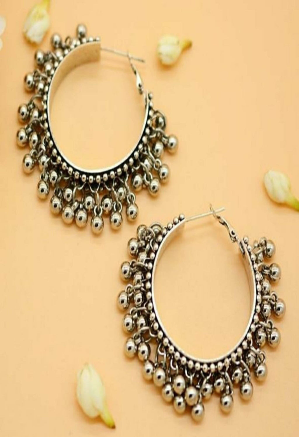 Oxidised Silver Ghungroo Earrings for Bohemian Ethnic Style