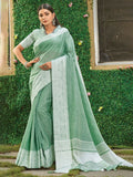 Shree Shyam Fashion Rama Green Linen Saree