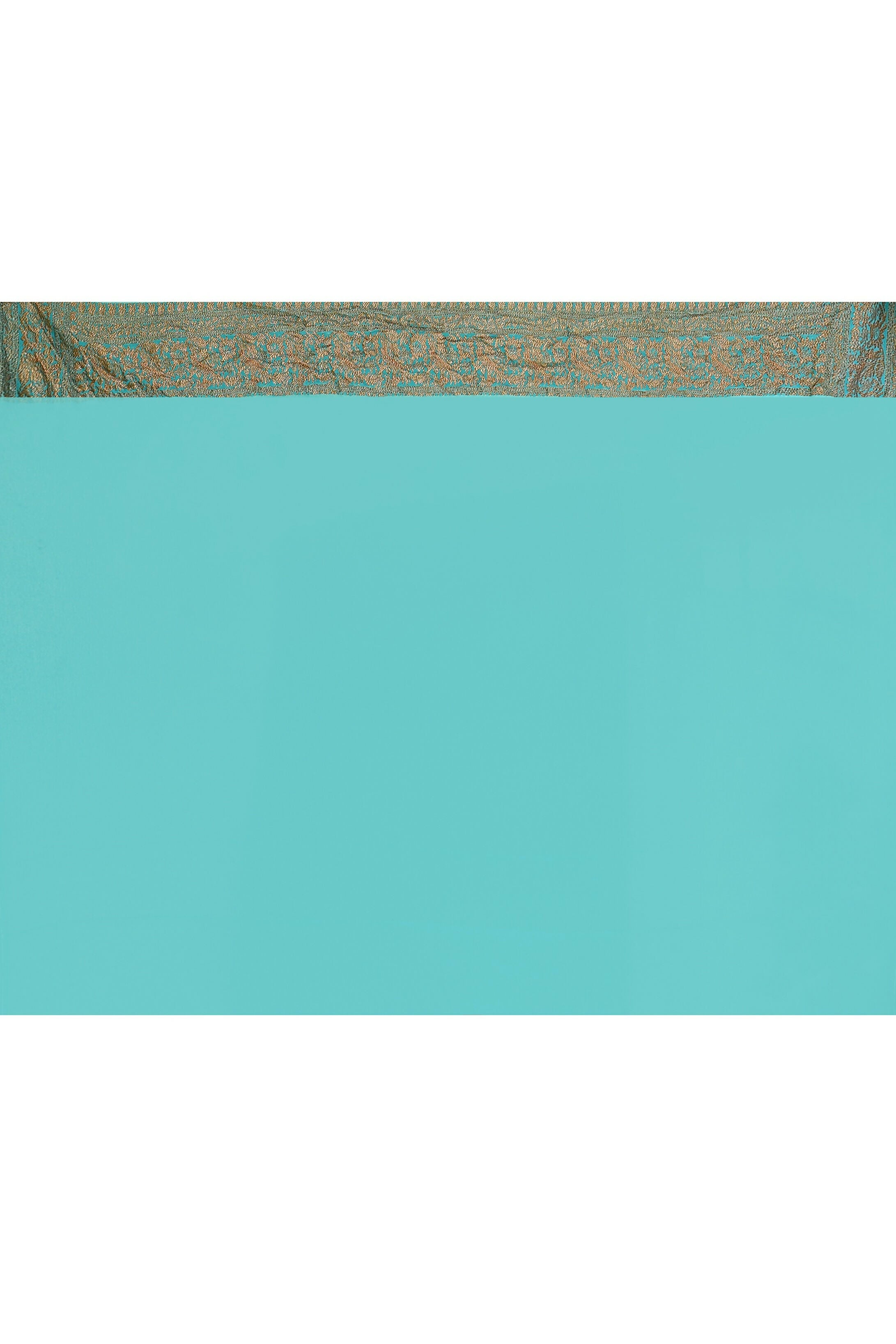 Sky Blue Crepe Chiffon Pure Handloom Banarasi Silk Saree
