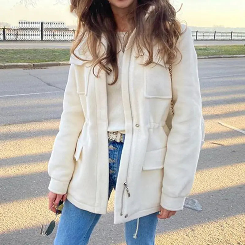 Fashionable Women's Drawstring Waist Jacket 2020 Fall/Winter