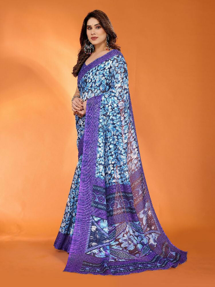 Jamun Kota Doria Printed Saree with Matching Blouse