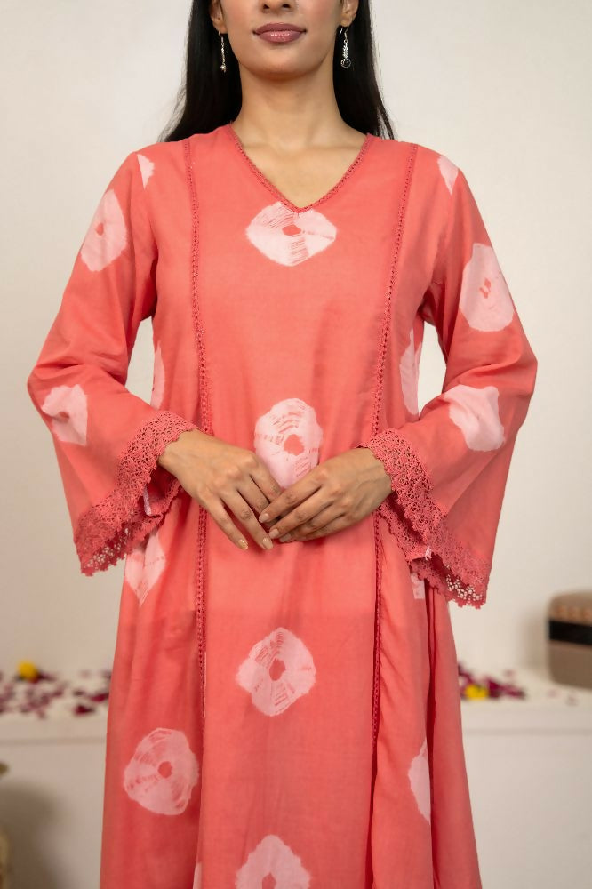 Pink Tie & Dye Cotton Suit Set for Elegant Style