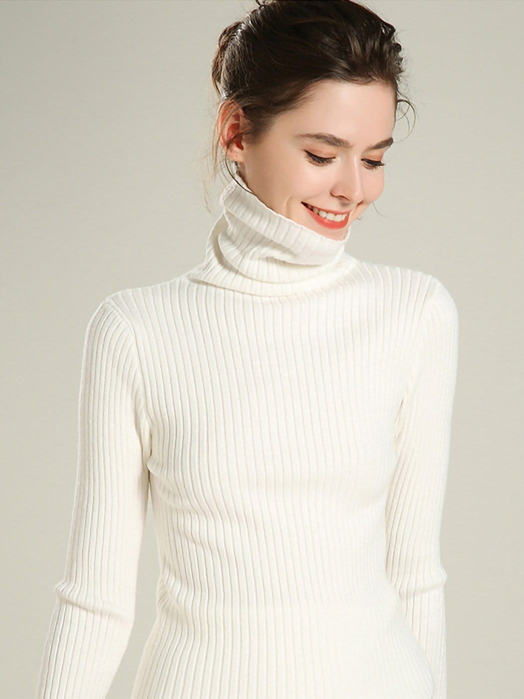 Women's Black Ribbed Long Sleeve Turtleneck Pullover Sweater - Image 13