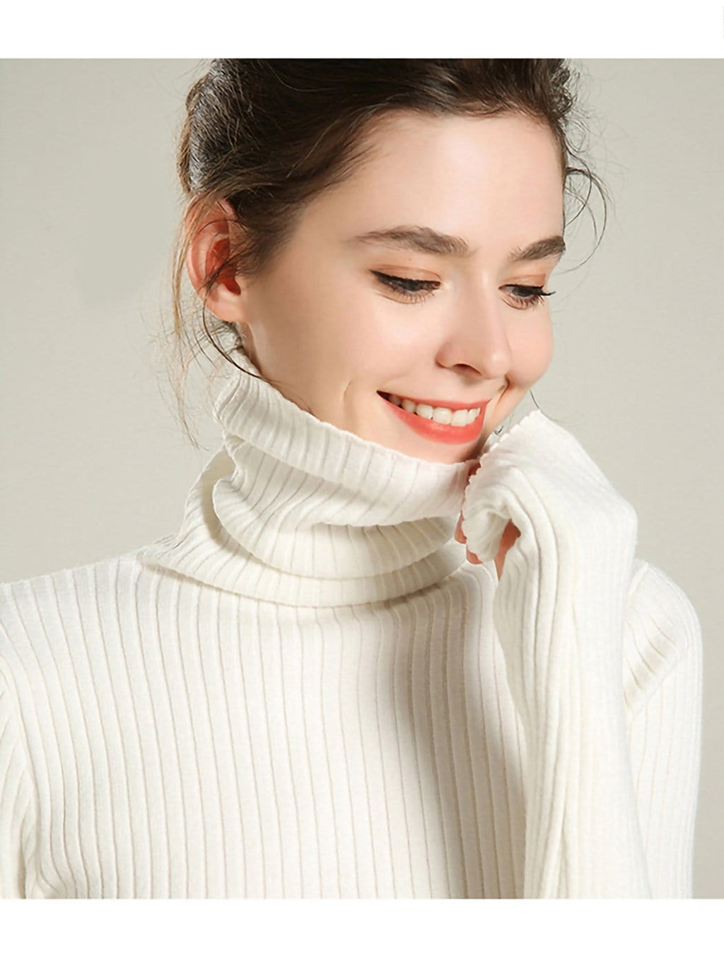 Women's Black Ribbed Long Sleeve Turtleneck Pullover Sweater - Image 14
