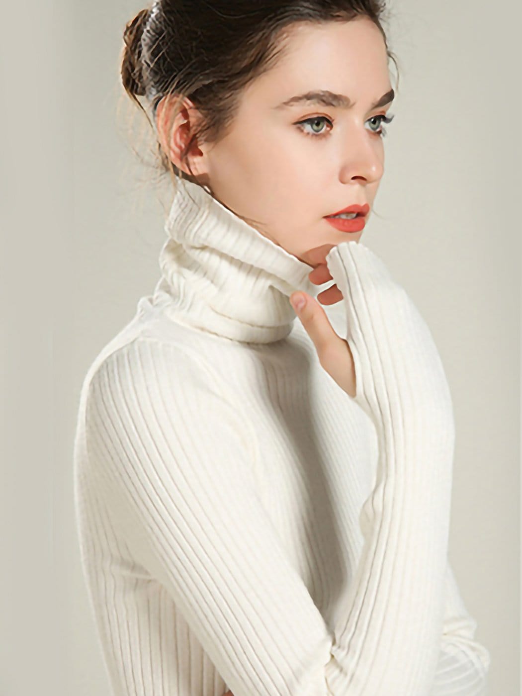 Women's Black Ribbed Long Sleeve Turtleneck Pullover Sweater - Image 15