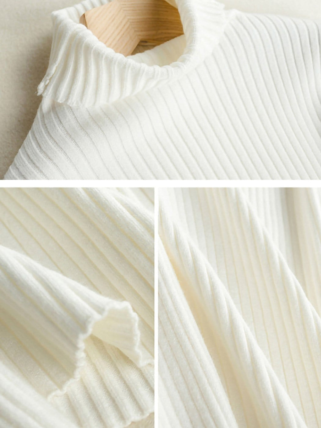 Women's Black Ribbed Long Sleeve Turtleneck Pullover Sweater - Image 16