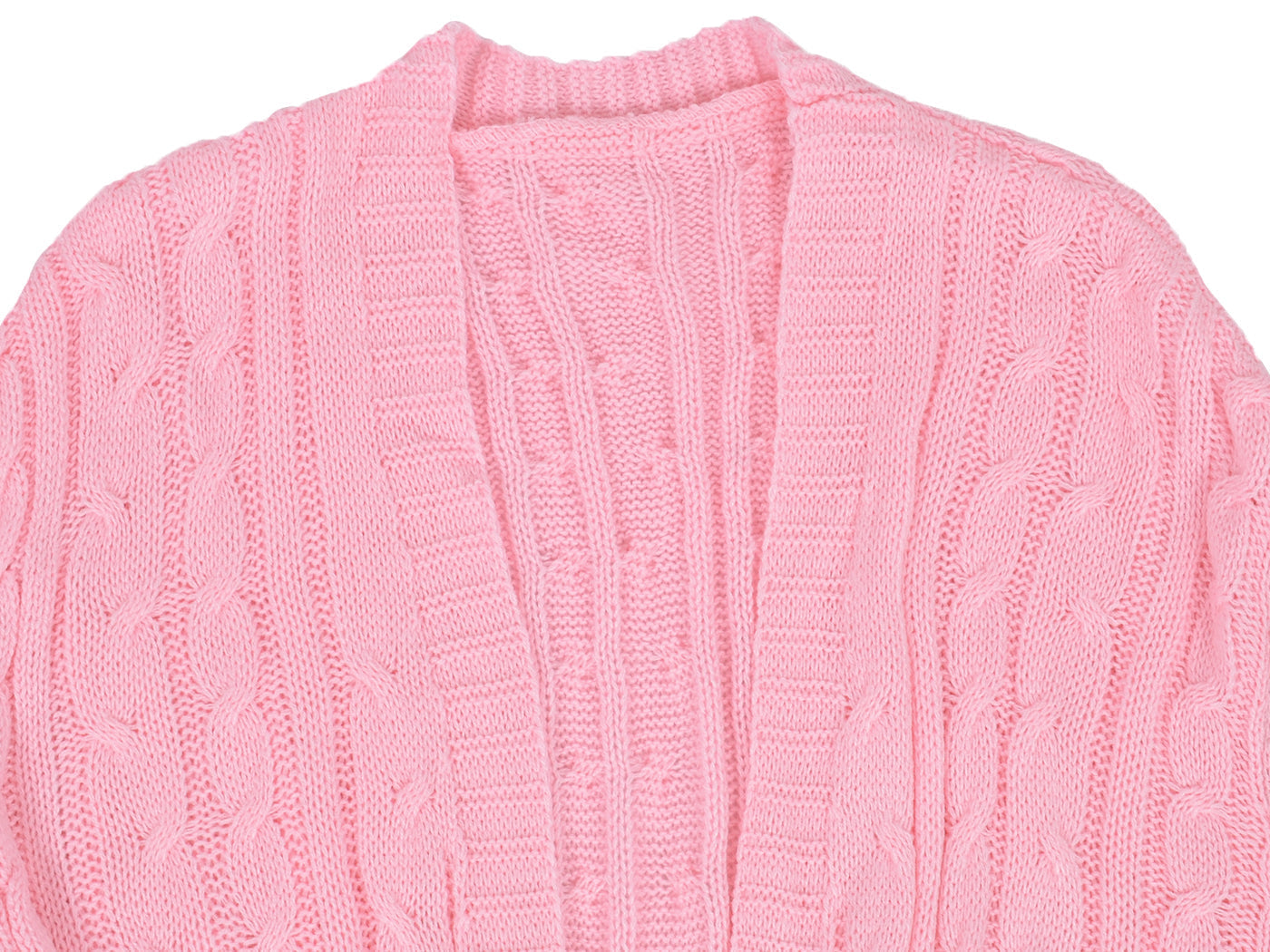 Beige Long Sleeve Cable Knit Open Front Cardigan Sweater - Image 33