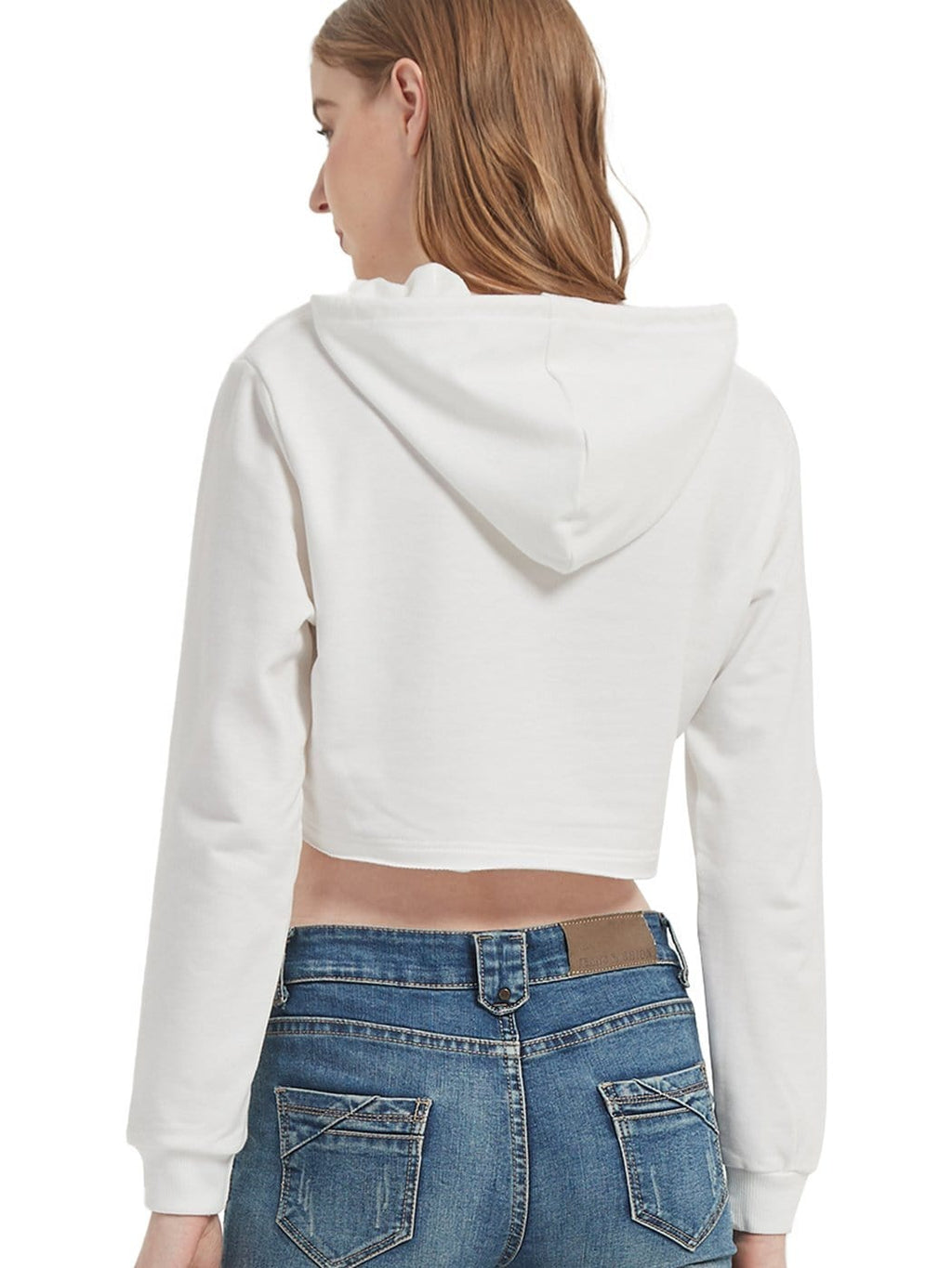Women's Long Sleeve Crop Top Sweatshirt with Drawstring Hood - Image 16