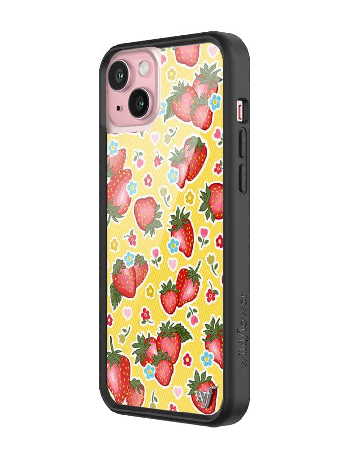 Sweet Berries Strawberry Print iPhone Case with Floral Details - Image 4