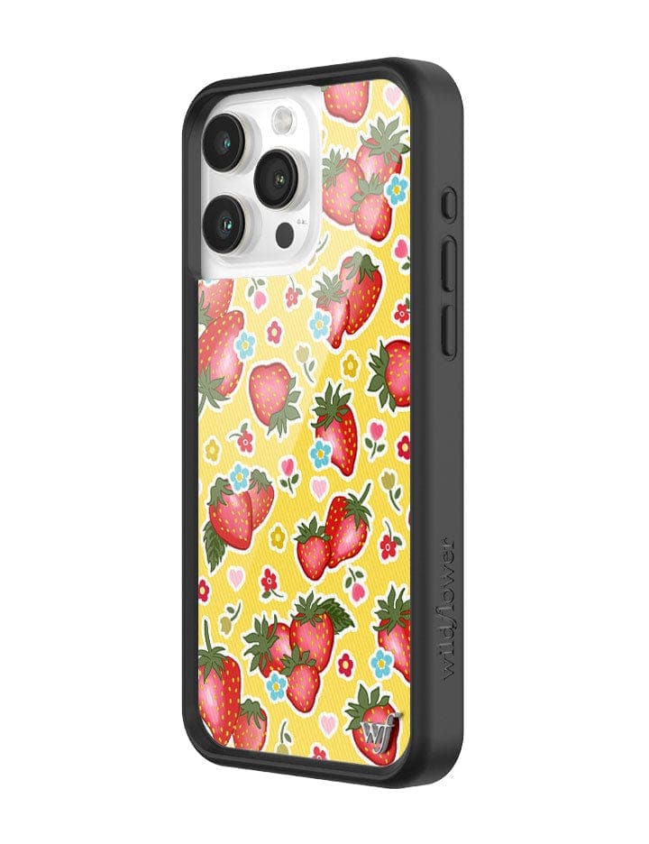 Sweet Berries Strawberry Print iPhone Case with Floral Details - Image 2