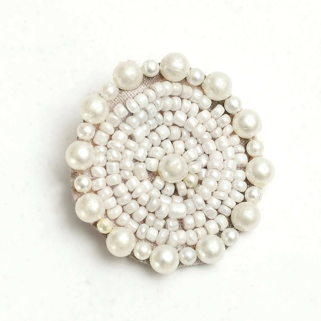Off White Pearl Choker Necklace and Earrings Handicraft Set