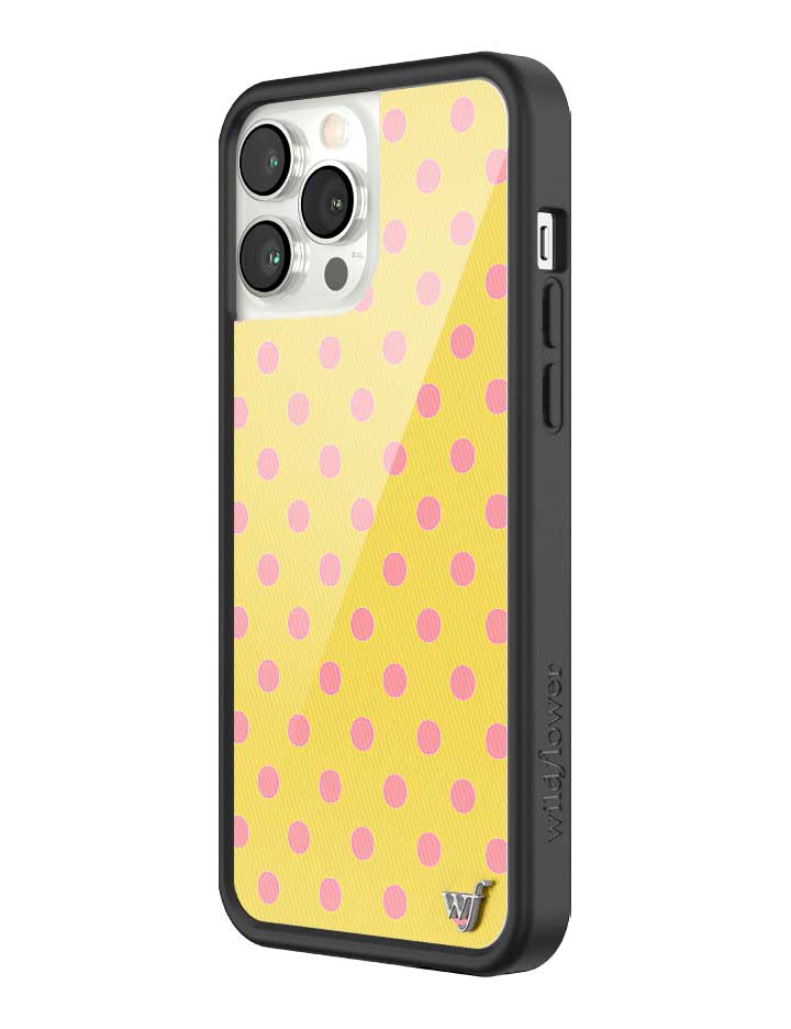 Yellow and Pink Polka Dot iPhone Case - Fun Trendy Phone Cover