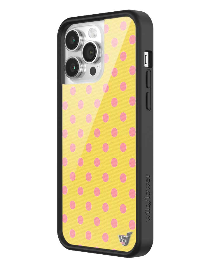Yellow and Pink Polka Dot iPhone Case - Fun Trendy Phone Cover