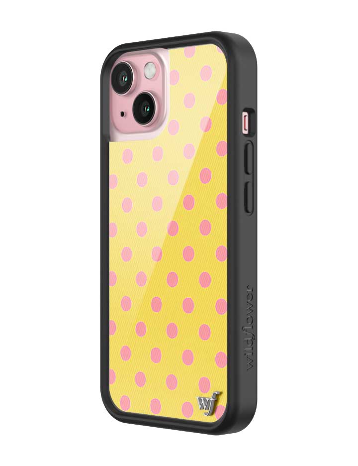 Yellow and Pink Polka Dot iPhone Case - Fun Trendy Phone Cover