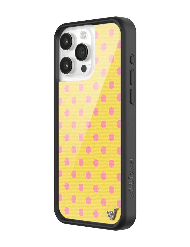 Yellow and Pink Polka Dot iPhone Case - Fun Trendy Phone Cover