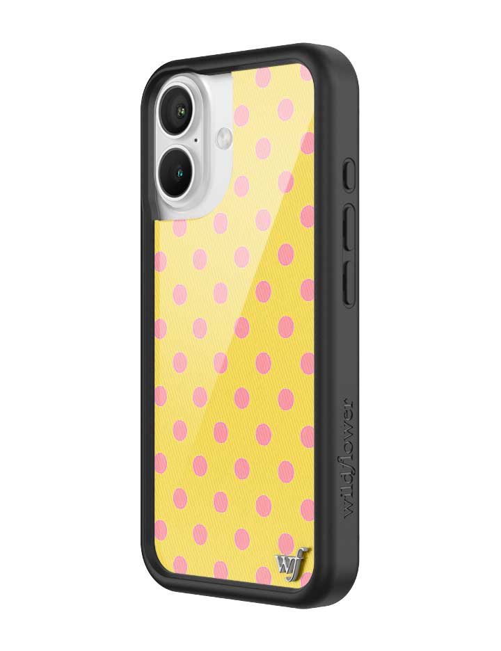 Yellow and Pink Polka Dot iPhone Case - Fun Trendy Phone Cover