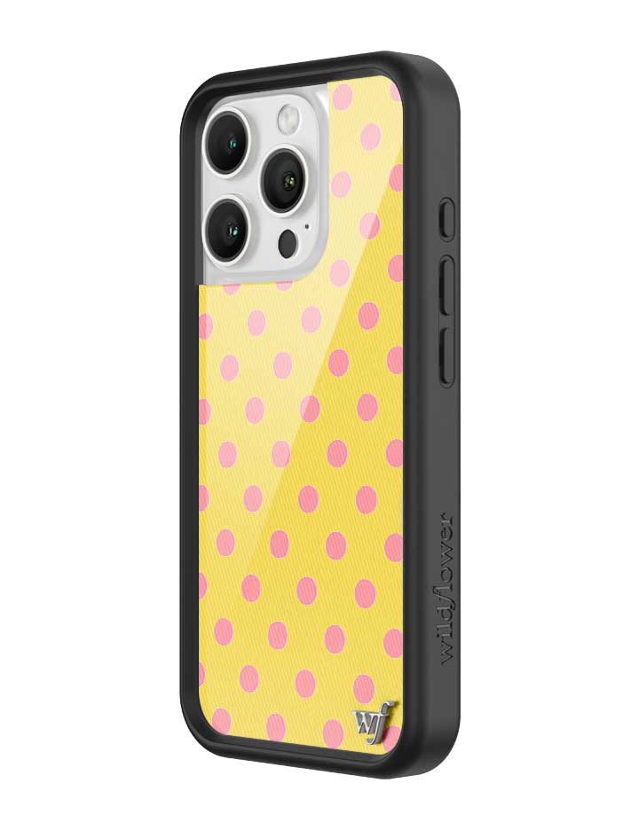 Yellow and Pink Polka Dot iPhone Case - Fun Trendy Phone Cover