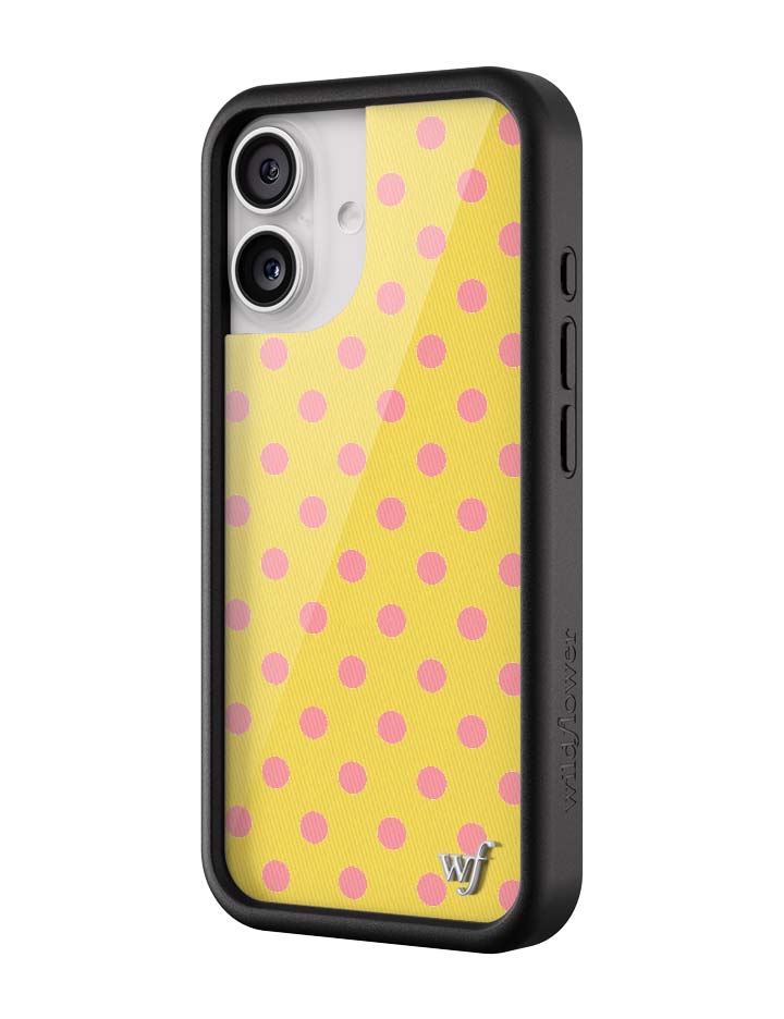 Yellow and Pink Polka Dot iPhone Case - Fun Trendy Phone Cover