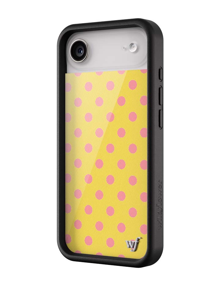 Yellow and Pink Polka Dot iPhone Case - Fun Trendy Phone Cover