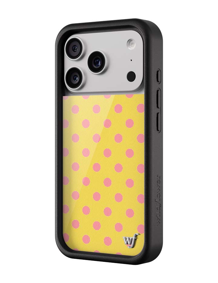 Yellow and Pink Polka Dot iPhone Case - Fun Trendy Phone Cover