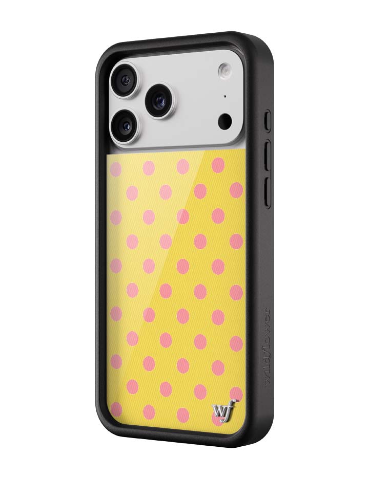 Yellow and Pink Polka Dot iPhone Case - Fun Trendy Phone Cover