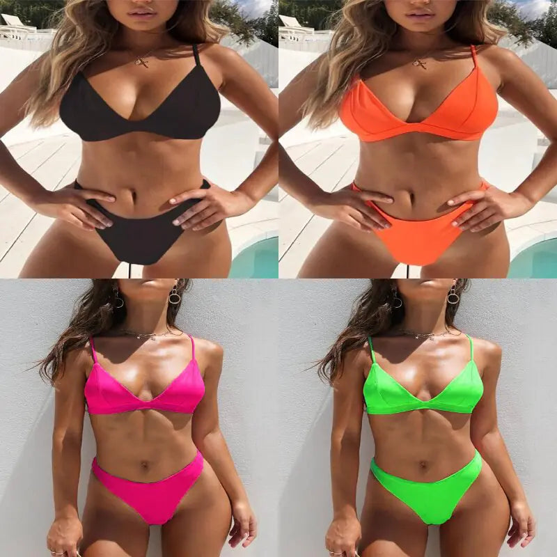 Women's Solid Color Bikini Two-Piece Swimsuit