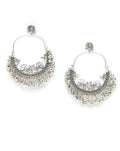 Silver-plated peacock design Chandbali earrings for ethnic wear