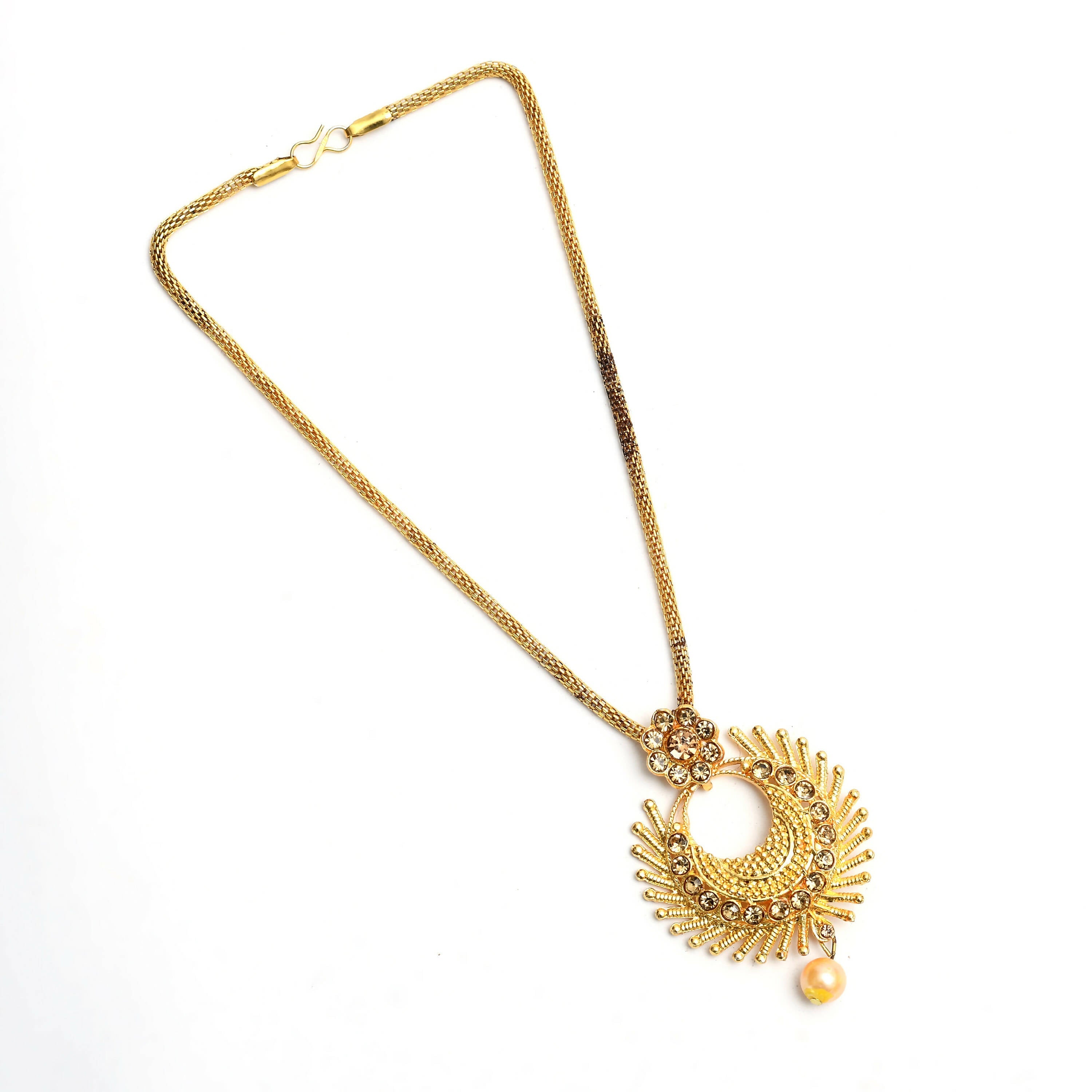 Gold-Polished Brass Long Necklace for Traditional Elegance