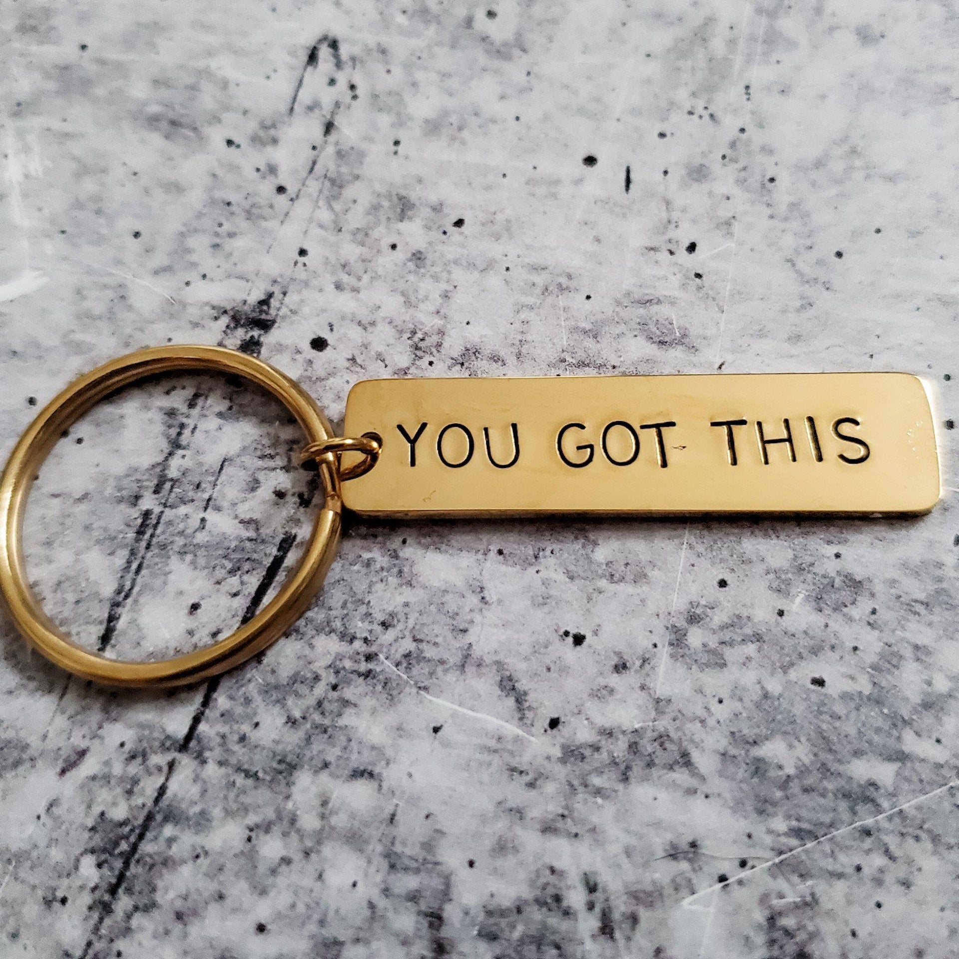 YOU GOT THIS Hand-Stamped Bar Keychain in Gold, Silver or Rose Gold - Image 2