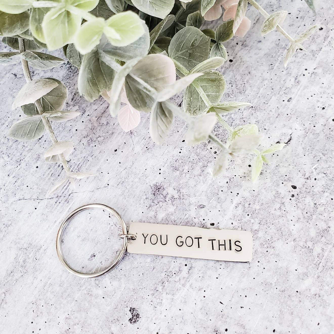 YOU GOT THIS Hand-Stamped Bar Keychain in Gold, Silver or Rose Gold - Image 3