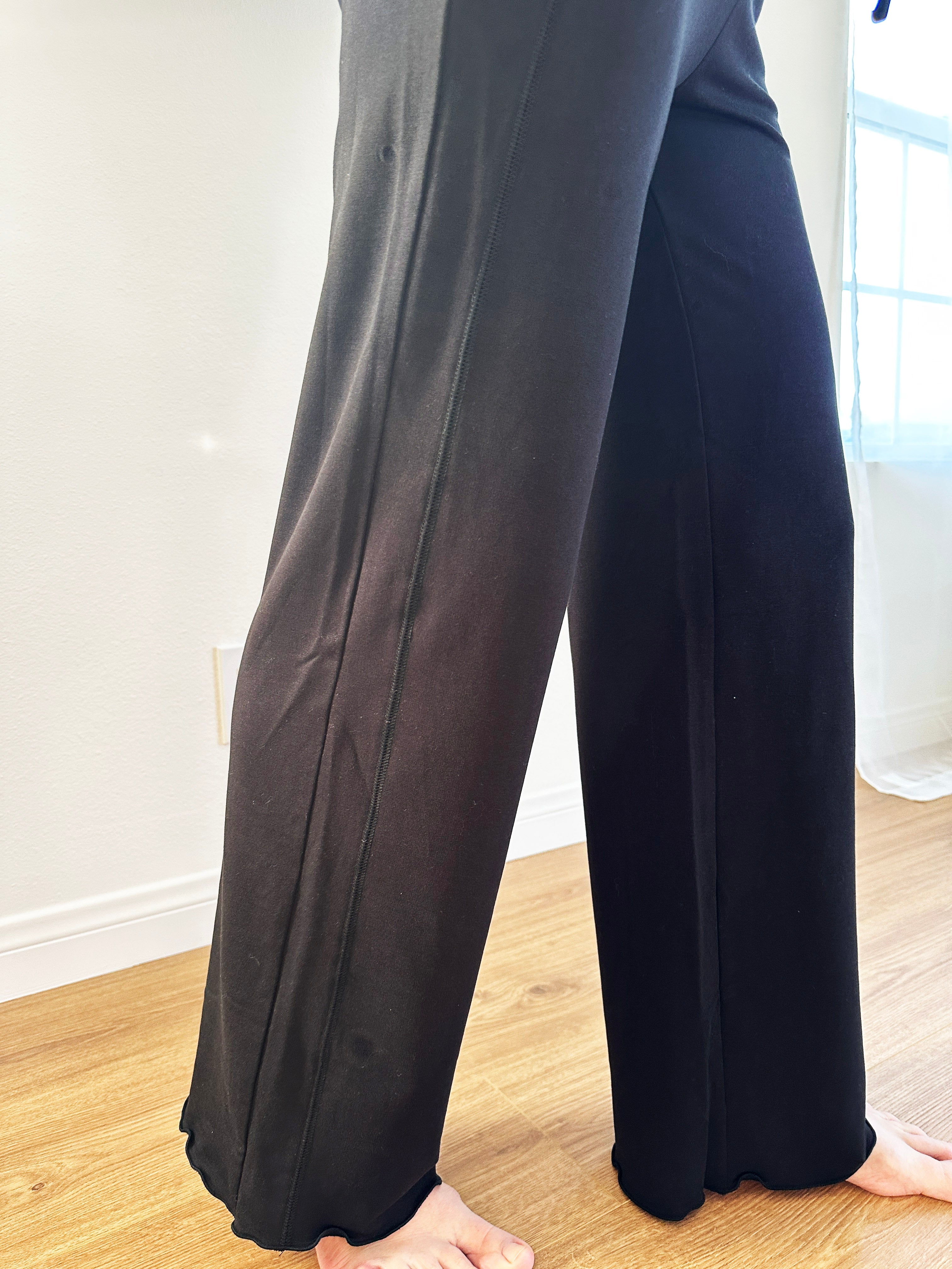 Women's Black Bamboo Viscose Yoga Pants