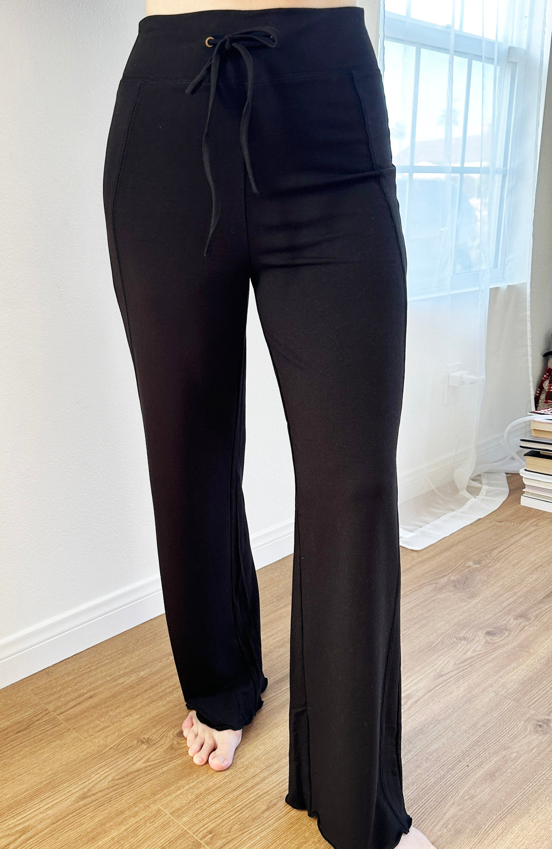 Women's Black Bamboo Viscose Yoga Pants