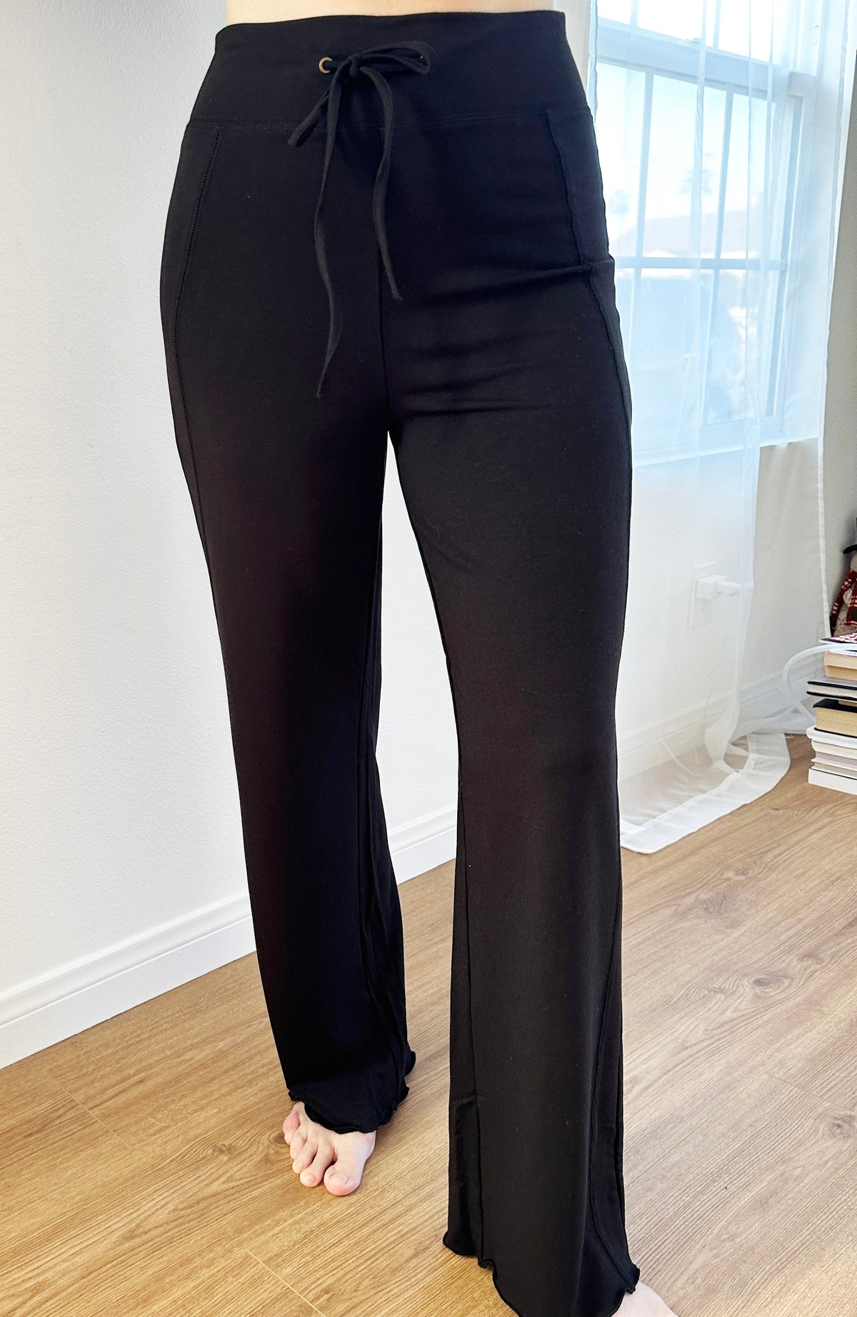 Women's Black Bamboo Viscose Yoga Pants