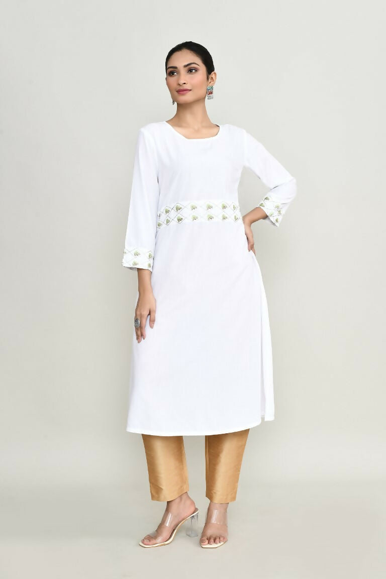 Black Rayon Kurta with Dupion Silk Bottoms Two-Piece Set
