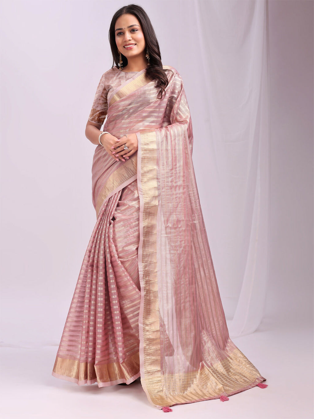 Shree Shyam Fashion Organza Pink Saree