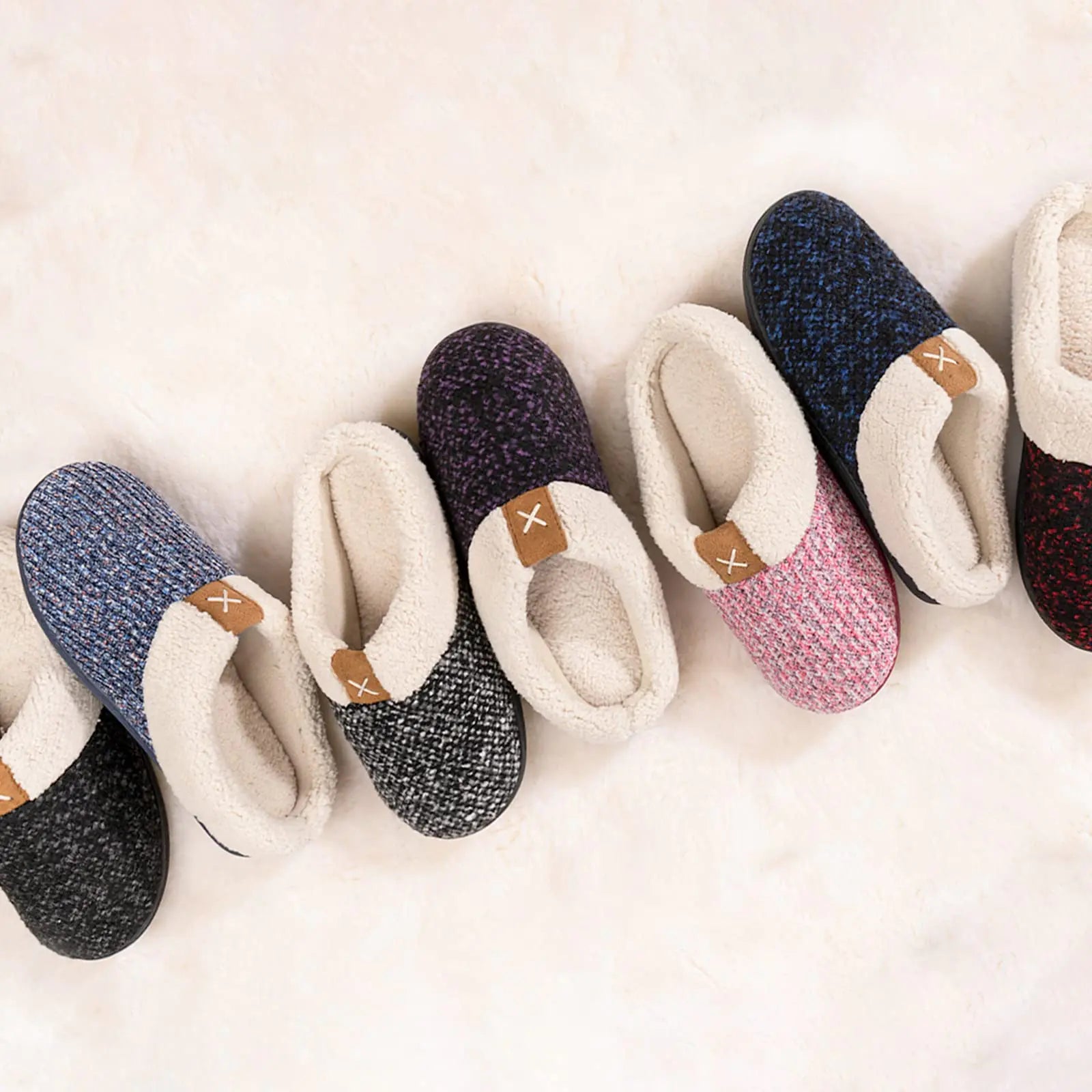 ULTRAIDEAS Women's Indoor Bedroom Slipper with Memory Foam, Gift for Women, Wool-Like House Shoe with Anti-Skid Rubber Sole for Ladies 5-6 Grey