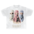 Saint White Streetwear Graphic T-Shirt Distressed Print