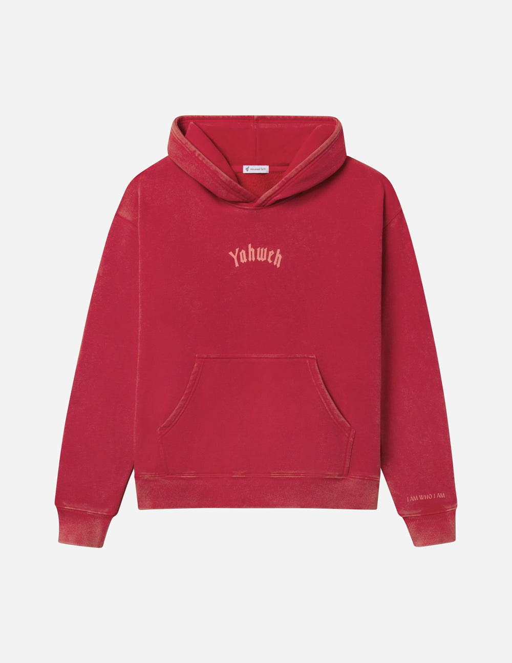 Yahweh Unisex Hoodie in Ribbon Red - Relaxed Fit Graphic Pullover