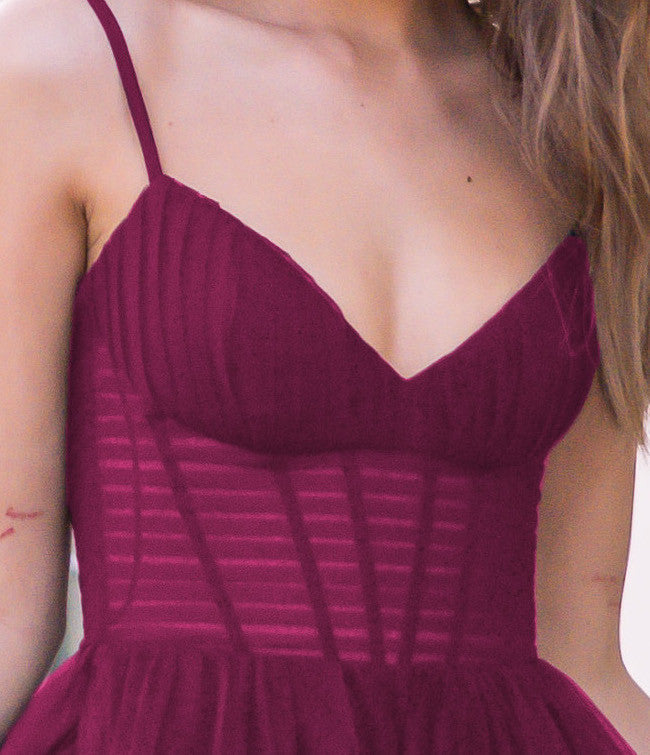 Yasmin Tulle A-Line Prom Gown in Mulberry - Image 4