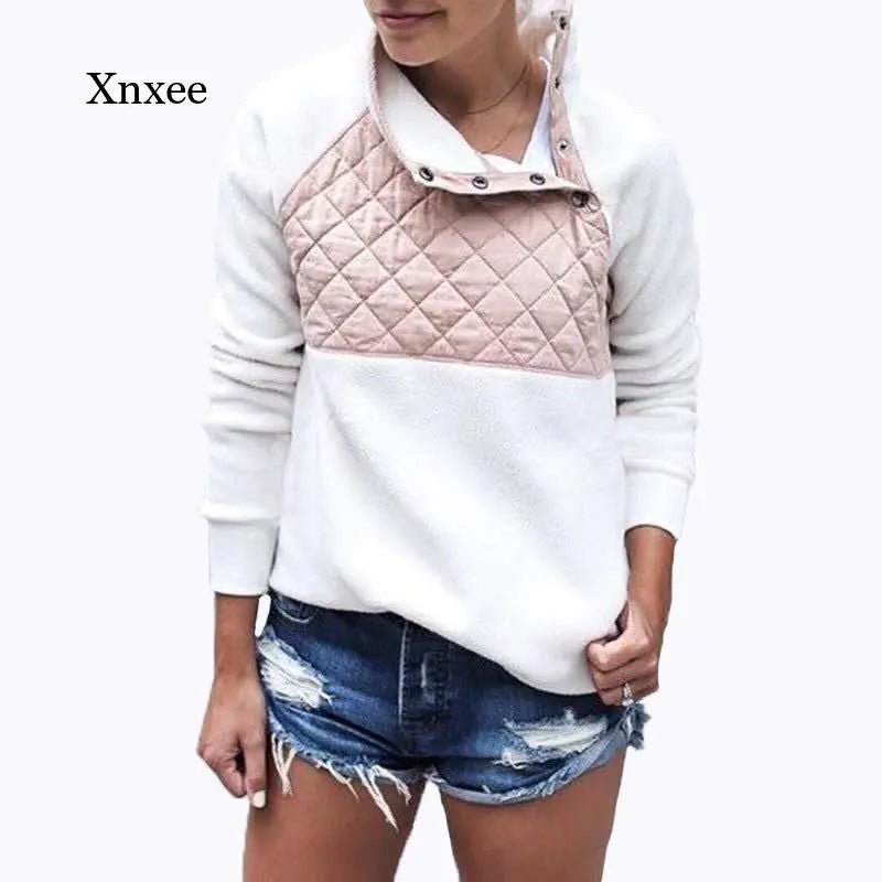 Women's Sherpa Pullover Hoodie Quilted Detail Autumn Winter - Image 25