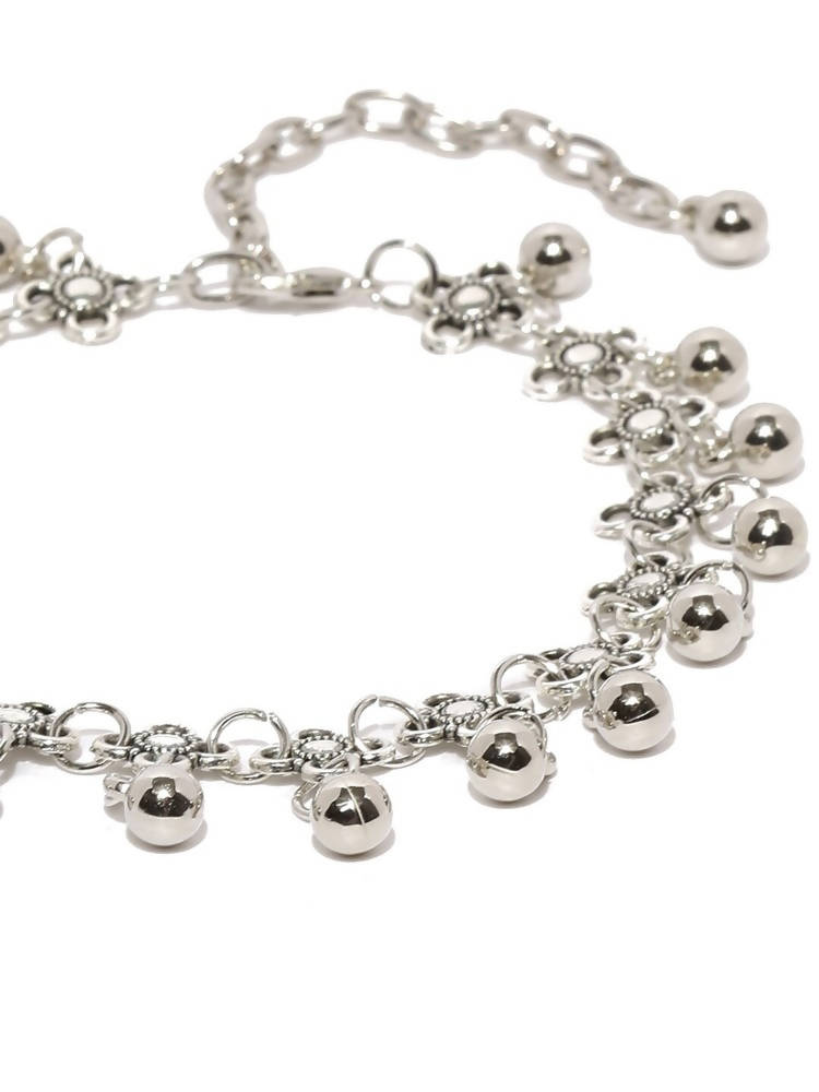 Oxidised Silver Adjustable Anklet Traditional Payal for Women