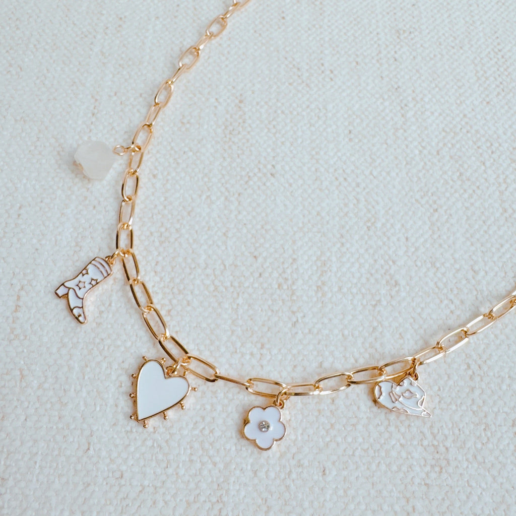 Yee-haw Heart Multi Charm Necklace Gold Western Jewelry - Image 2