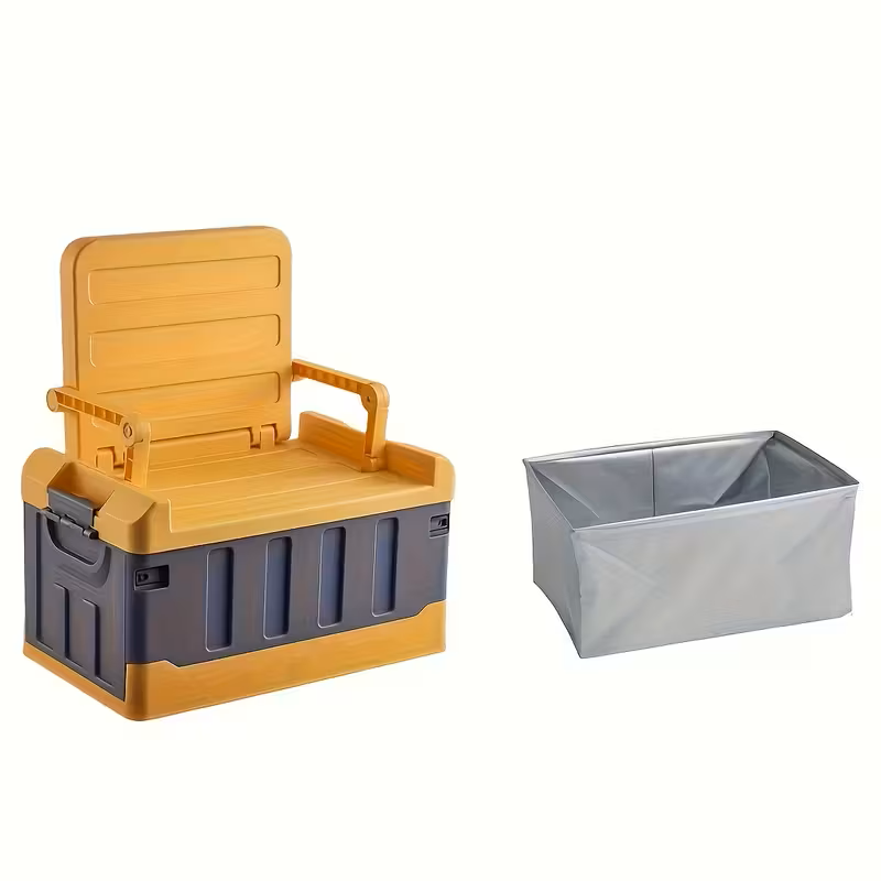 Foldable Camping Stool with Backrest and Storage Bag for Outdoors