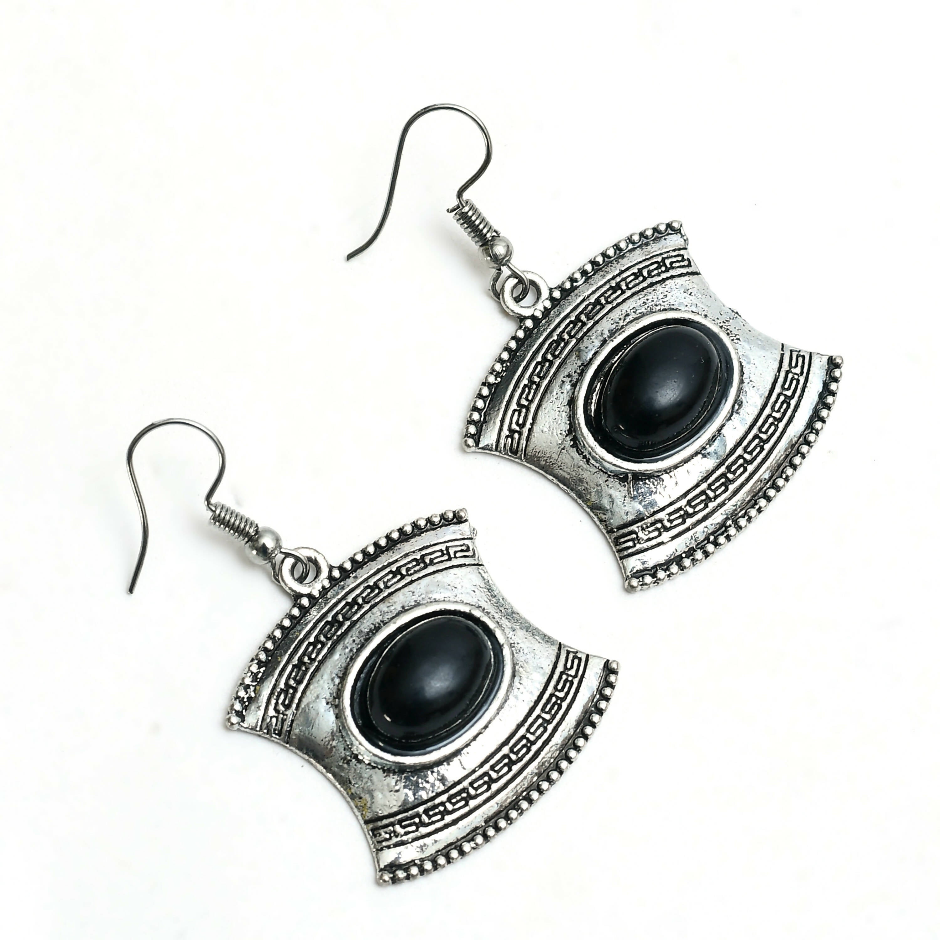Oxidised Silver-Plated Stone Work Long Necklace for Women