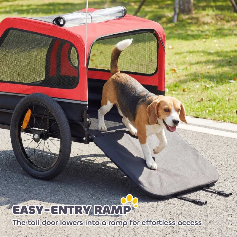 Dog Bike Trailer for Small & Medium Dogs, Universal Bicycle Coupler, Flip-Down Ramp Tailgate